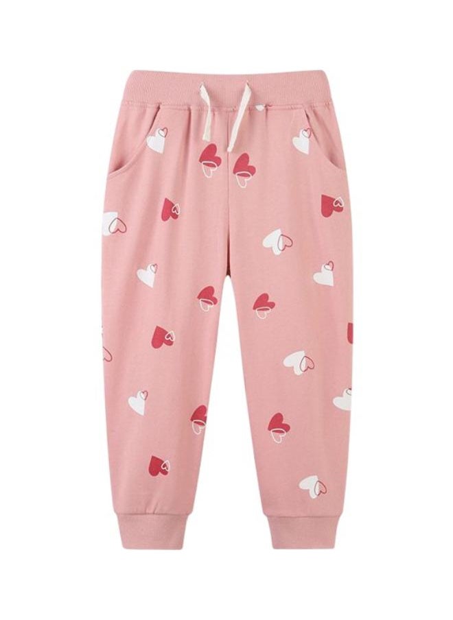 Pink Regular Fit Mid Rise Printed Trackpant