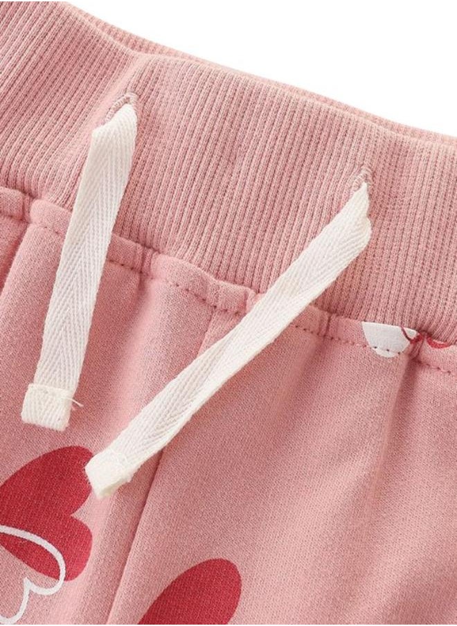 Pink Regular Fit Mid Rise Printed Trackpant