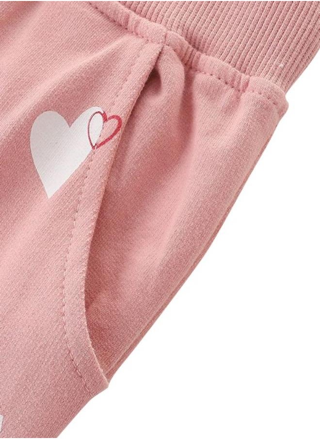 Pink Regular Fit Mid Rise Printed Trackpant