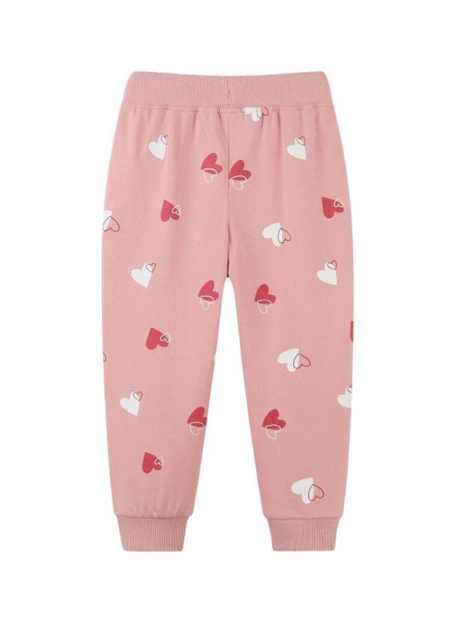 Pink Regular Fit Mid Rise Printed Trackpant
