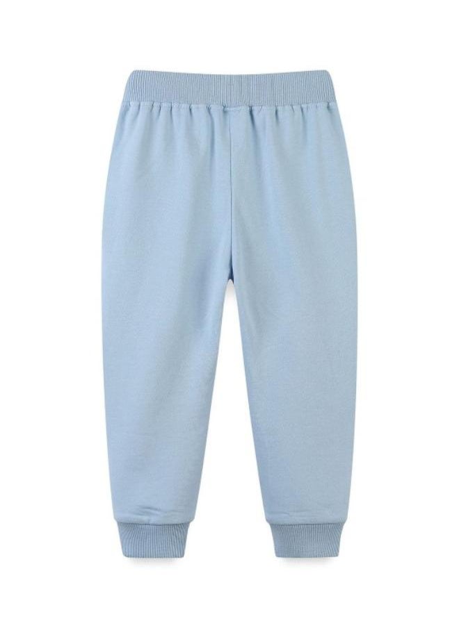 Blue Regular Fit Mid Rise Printed Trackpant
