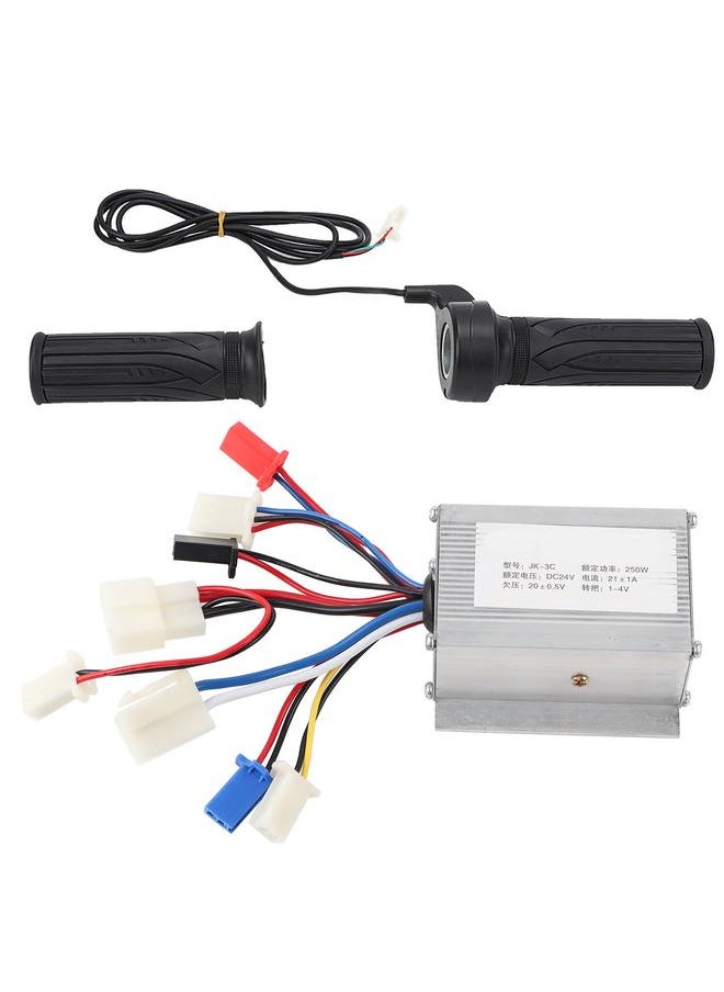 24V250W Brush E Bike Controller and Long Line Universal Thumb Throttle Grip Set Accessory