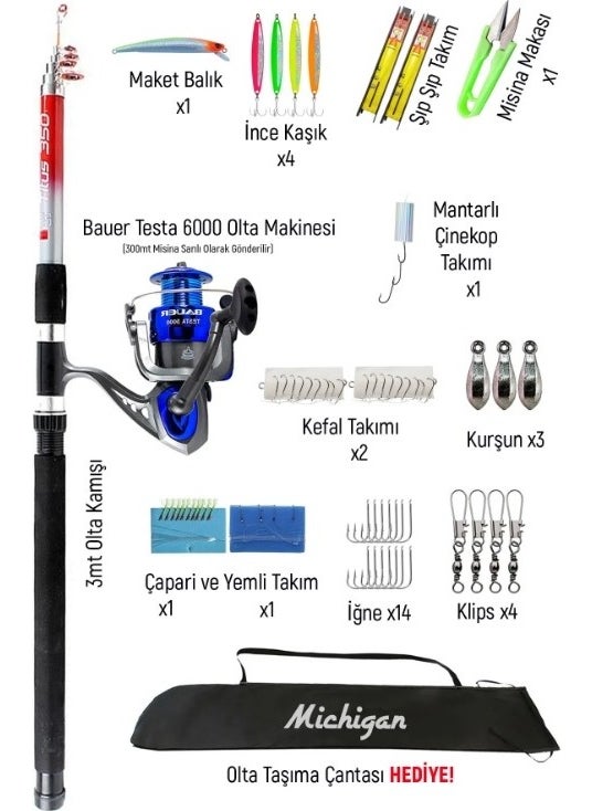 Full Set Hobby Shore Fishing Rod Set 3 Meters For Adults