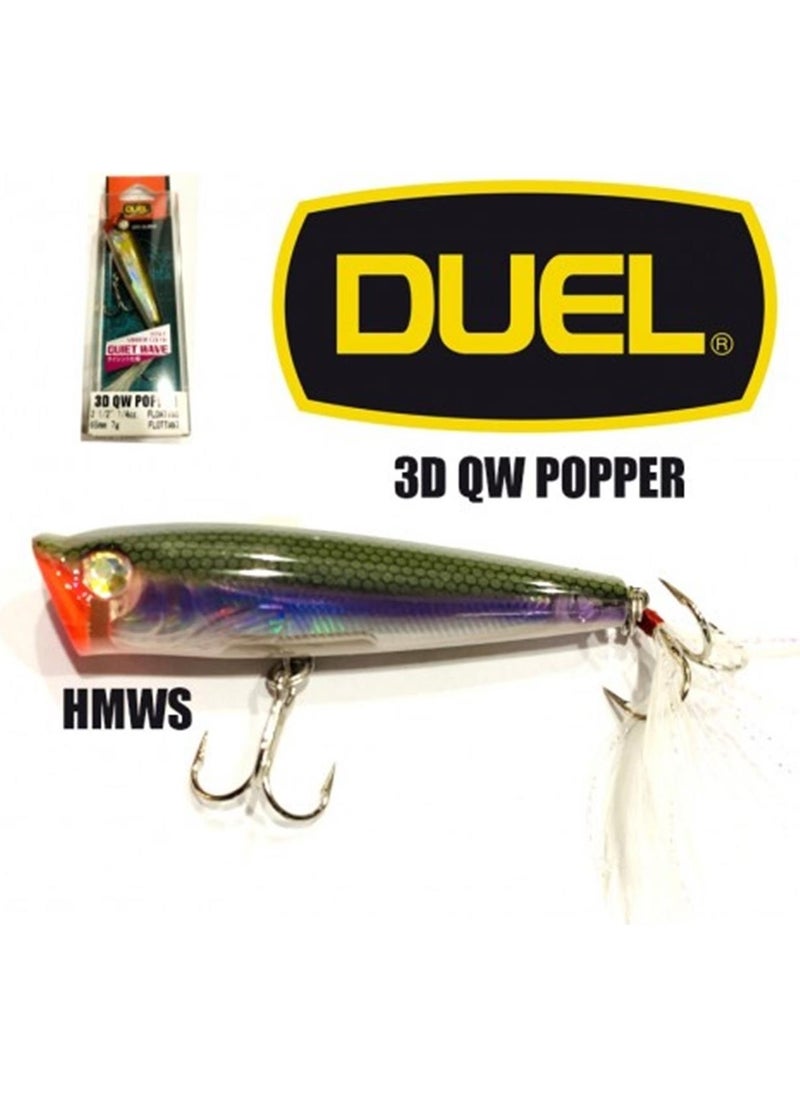 3D Qw Popper 65 mm 7 gr Floating Artificial Bait