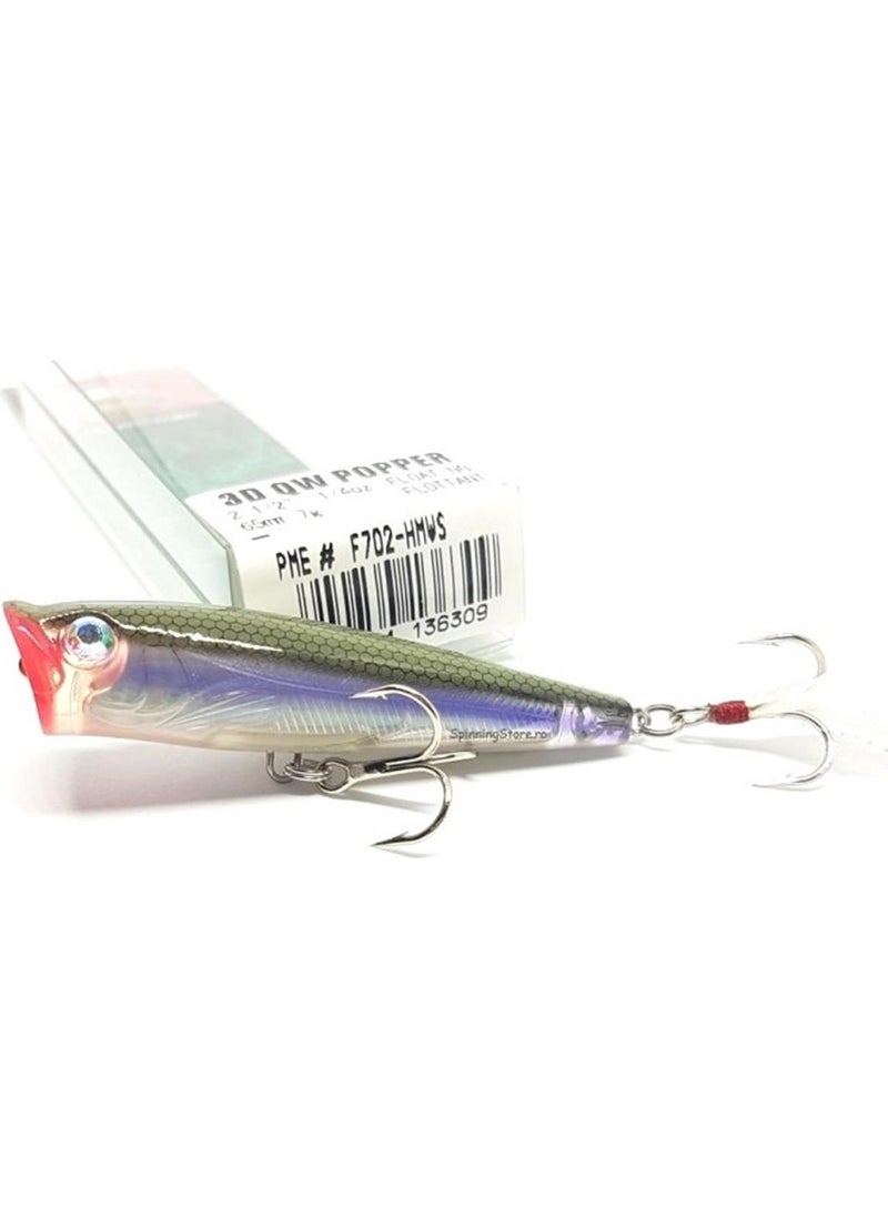 3D Qw Popper 65 mm 7 gr Floating Artificial Bait
