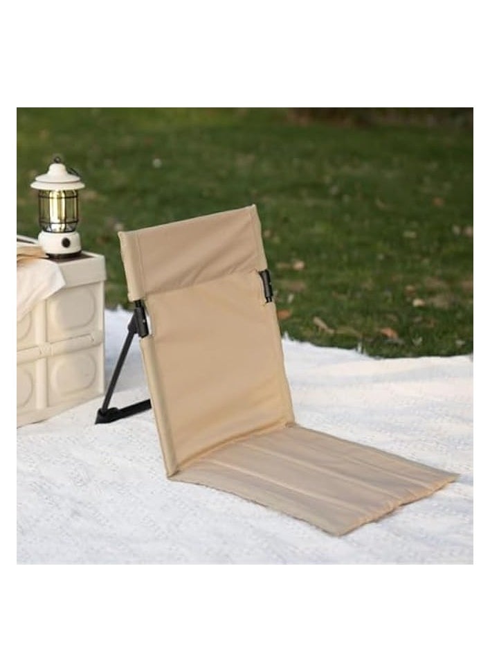 1Pack Outdoor Camping Aluminum Alloy Folding Cushion Convenient Lawn Chair Beach Chair Backrest Balcony Rest Chair outdoor furniture (Beige)