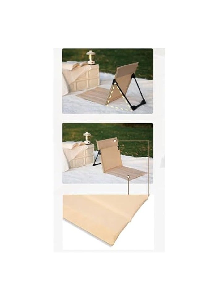 1Pack Outdoor Camping Aluminum Alloy Folding Cushion Convenient Lawn Chair Beach Chair Backrest Balcony Rest Chair outdoor furniture (Beige)
