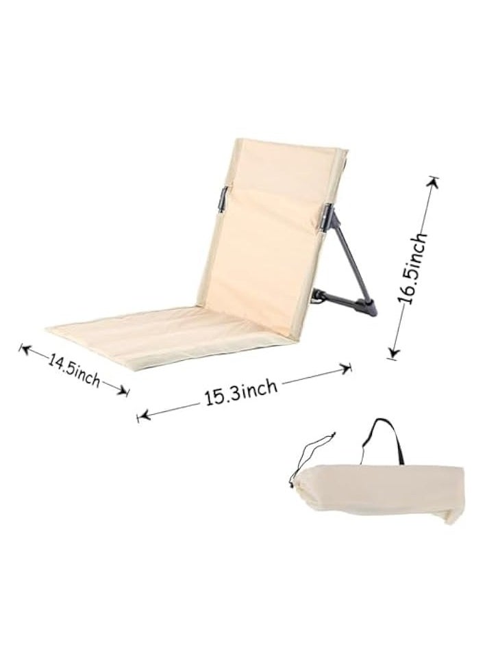 1Pack Outdoor Camping Aluminum Alloy Folding Cushion Convenient Lawn Chair Beach Chair Backrest Balcony Rest Chair outdoor furniture (Beige)