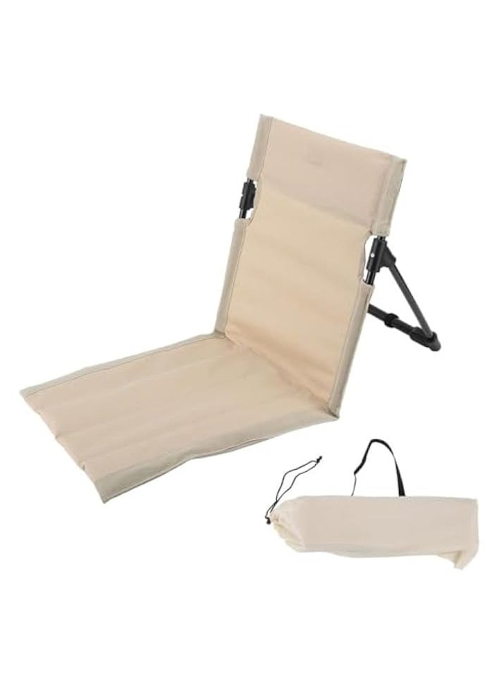 1Pack Outdoor Camping Aluminum Alloy Folding Cushion Convenient Lawn Chair Beach Chair Backrest Balcony Rest Chair outdoor furniture (Beige)