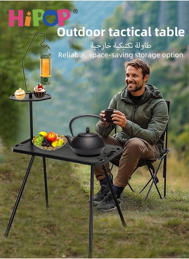 Foldable Camping Table and LED Lantern Set, Portable Outdoor Camping Table with Multifunctional Hanging Light and Storage Bags, 3 Light Modes, Ideal for Camping, Hiking, Picnic, and Outdoor Use