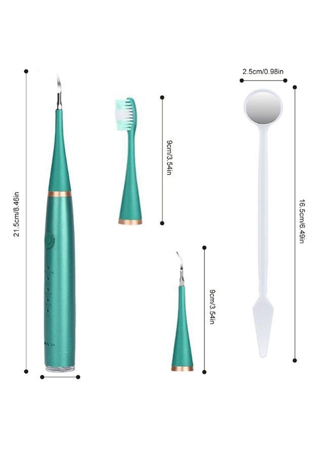 Electric Toothbrush Ultrasonic Tooth Cleaner, Teeth Stains & Plaque Remover, 6-in-1 Sonic Cleaning, IPX6 Waterproof, Long-lasting Battery (Green )