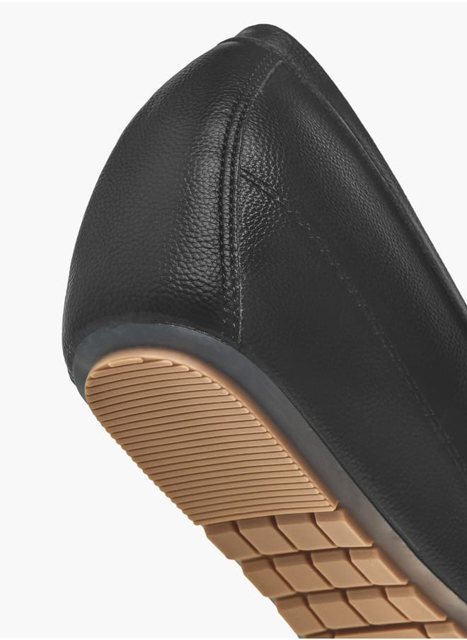 Women Slip-On Loafers with Wedge Heels and Bow Accent