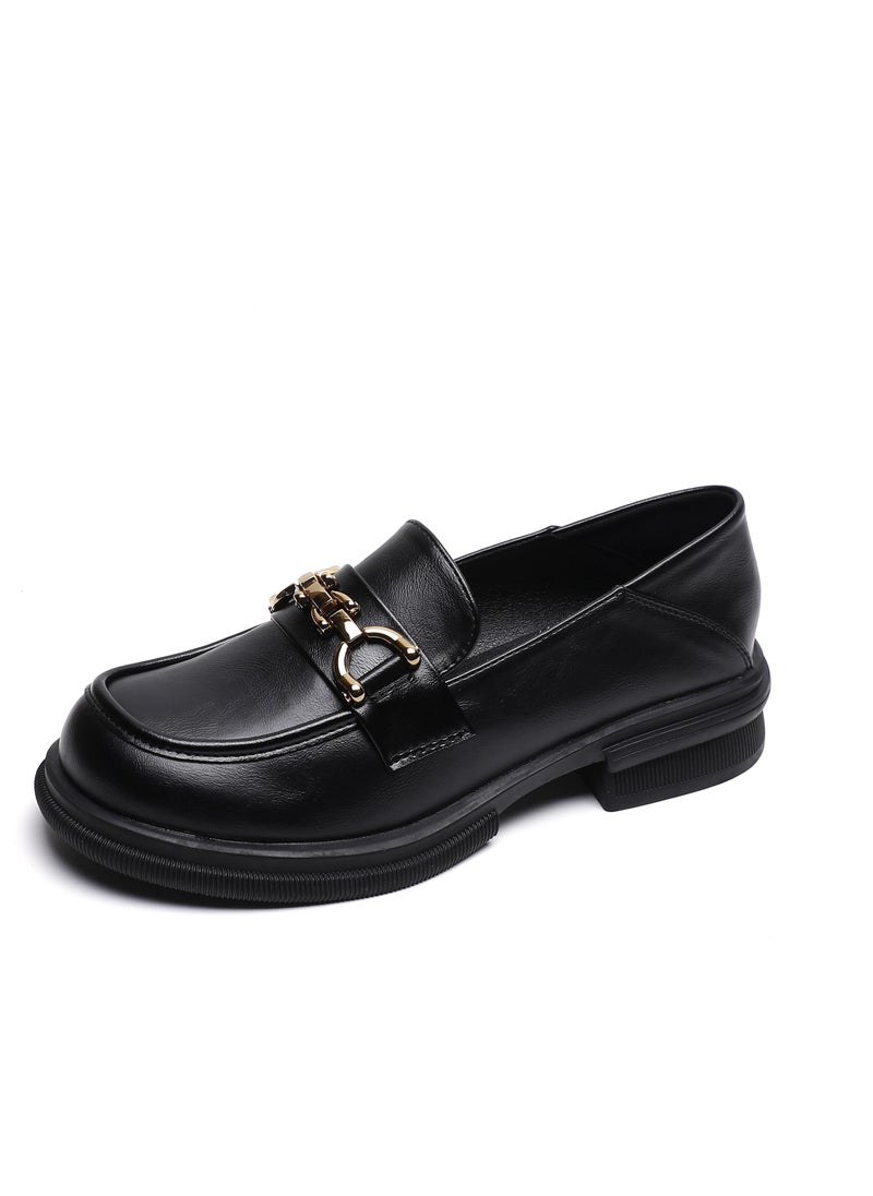 Soft Sole Small Leather Shoes Retro Black