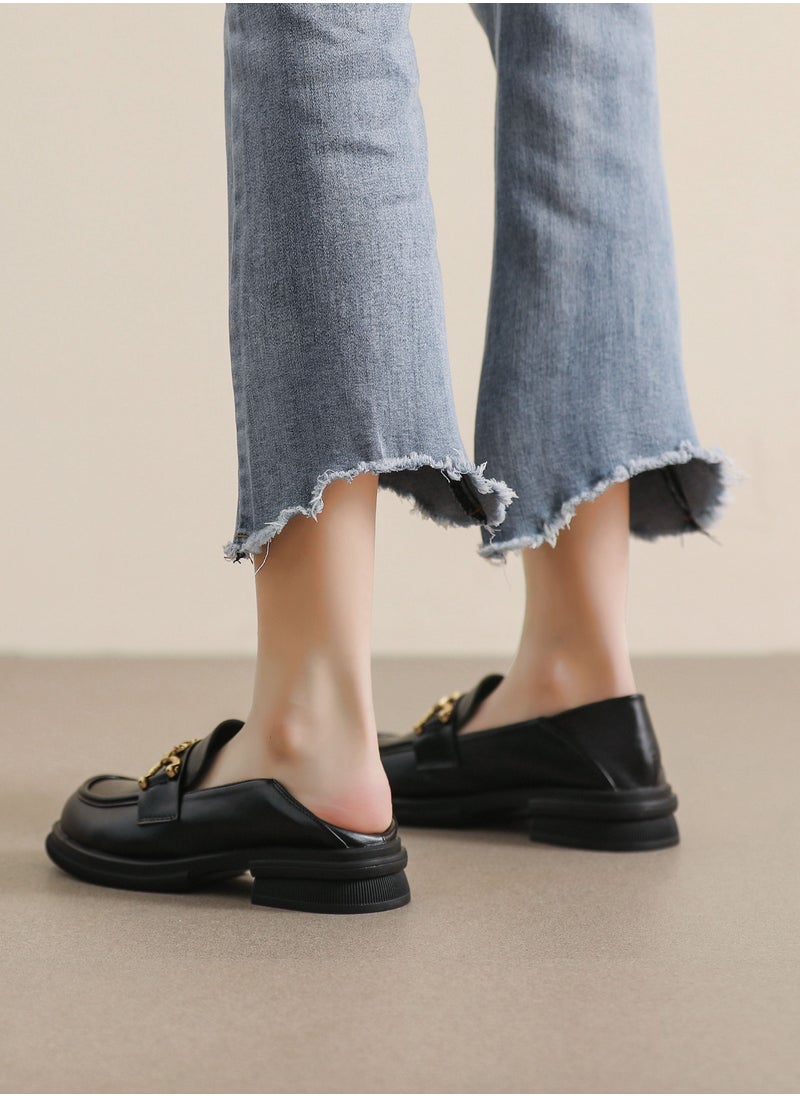 Soft Sole Small Leather Shoes Retro Black