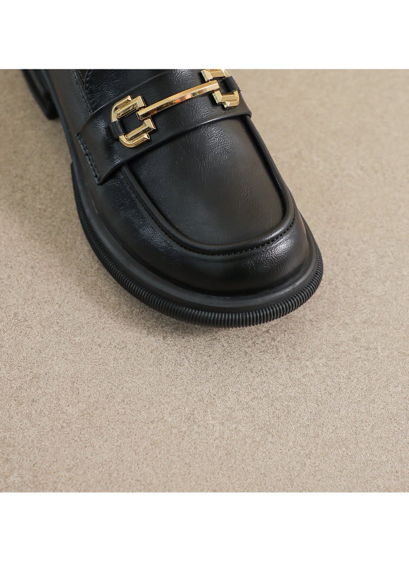 Vintage One Foot Pedal Small Leather Shoes British Style Soft Sole Black