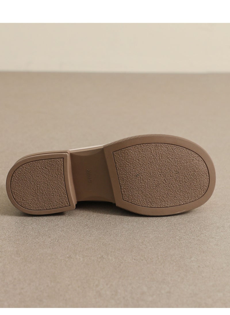 Soft Sole Small Leather Shoes Retro Beige