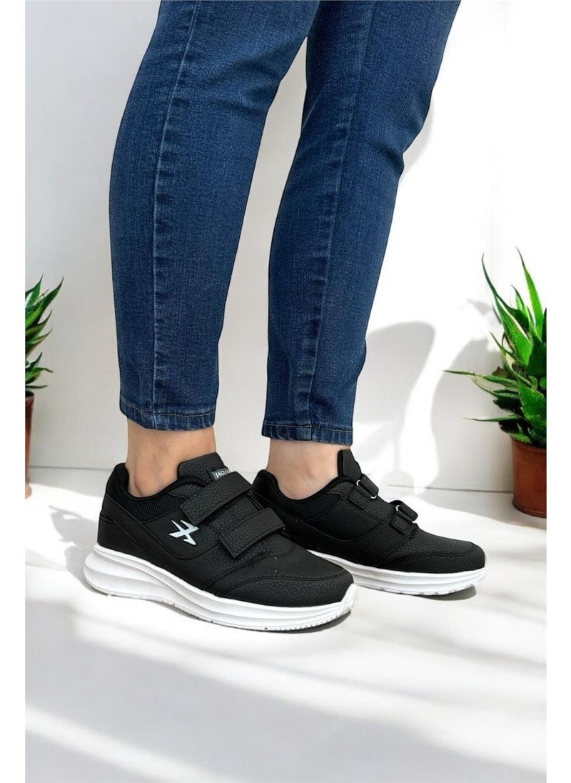 Women's Velcro Casual Sneakers Black White