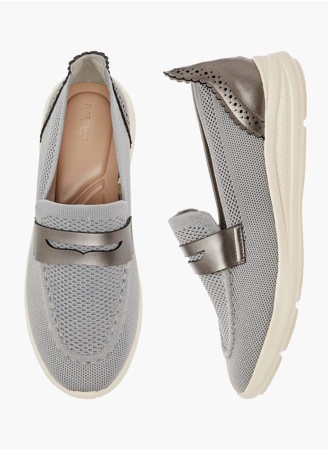 Women's Textured Slip-On Loafers with Cutout Detail