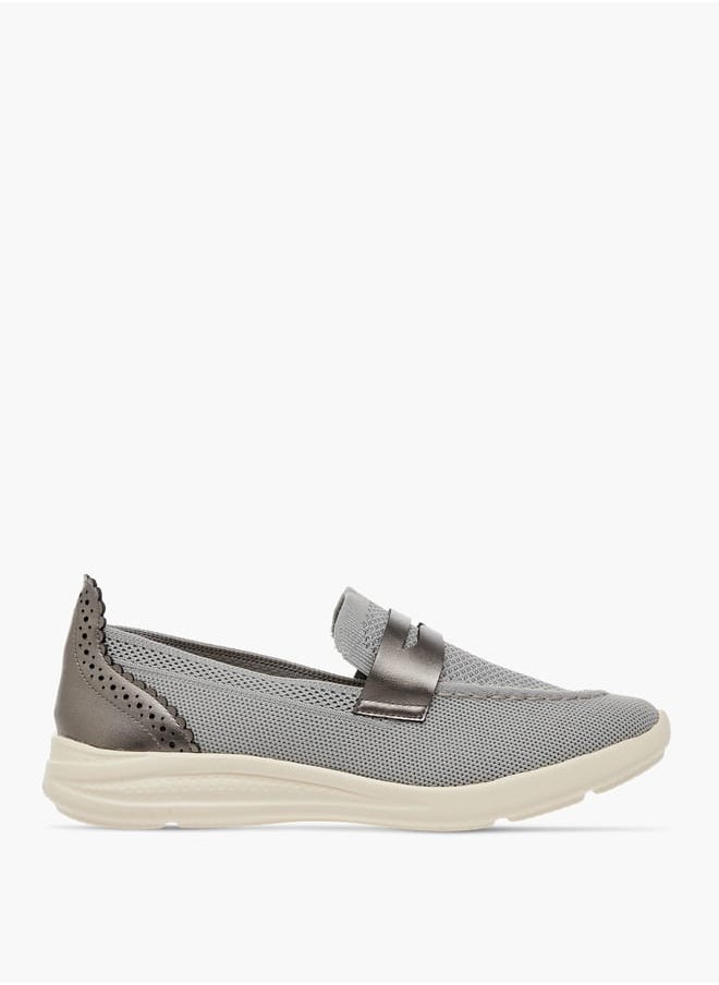 Women's Textured Slip-On Loafers with Cutout Detail