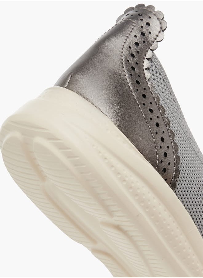 Women's Textured Slip-On Loafers with Cutout Detail