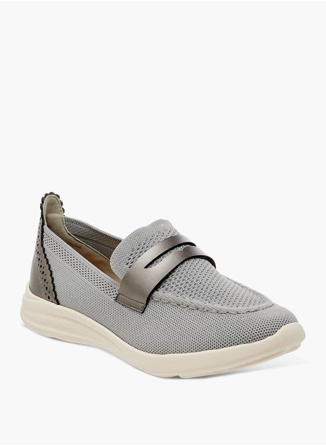 Women's Textured Slip-On Loafers with Cutout Detail