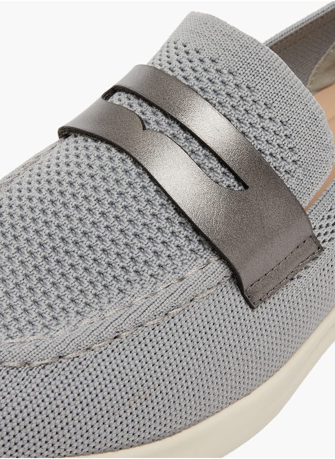 Women's Textured Slip-On Loafers with Cutout Detail