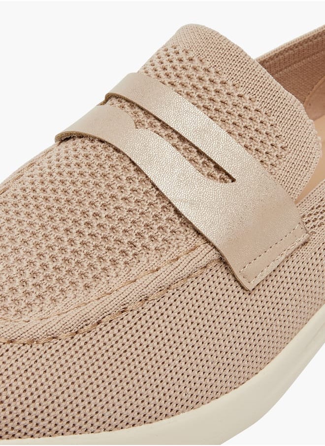 Women's Textured Slip-On Loafers with Cutout Detail