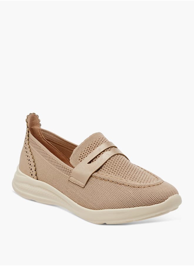 Women's Textured Slip-On Loafers with Cutout Detail