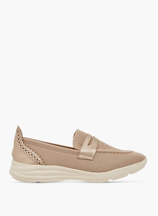 Women's Textured Slip-On Loafers with Cutout Detail