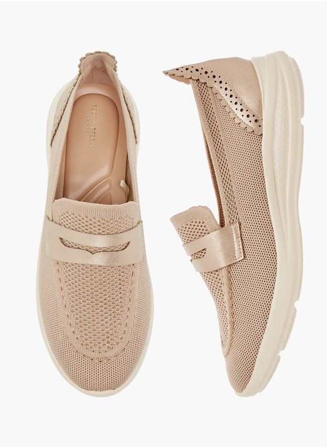 Women's Textured Slip-On Loafers with Cutout Detail