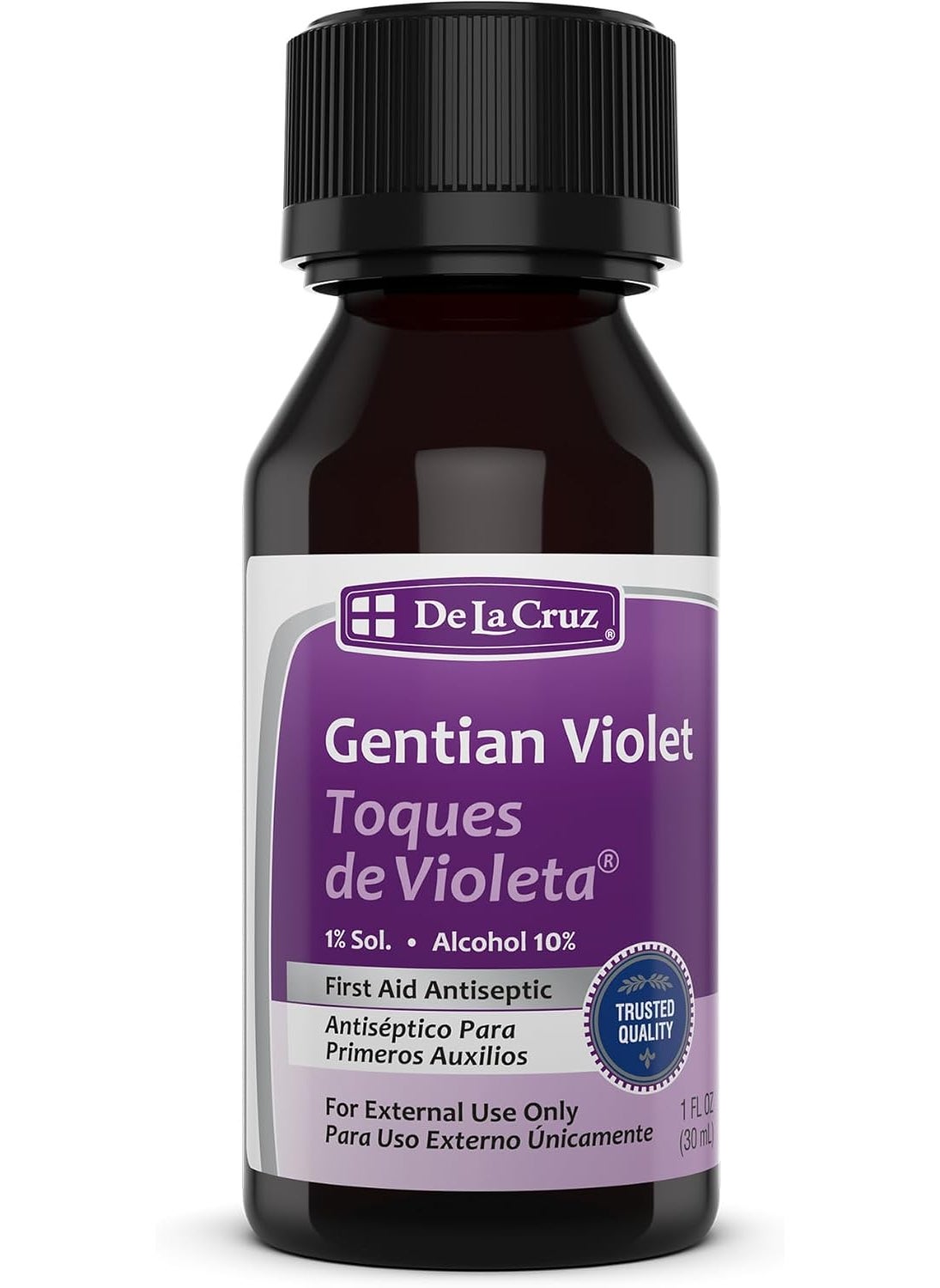 De la Cruz Gentian Violet - Violeta de Genciana - Tincture of Violet 1% First Aid Antiseptic, 1 FL OZ