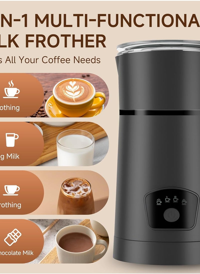 Milk Frother 4-in-1 Electric Automatic Milk Steamer，Hot and Cold Foam Maker and Milk Warmer for Latte, Cappuccinos, Macchiato Coffee Maker