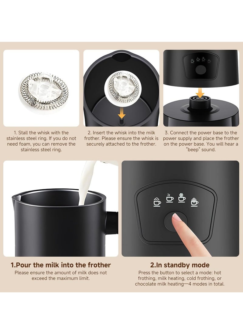 Milk Frother 4-in-1 Electric Automatic Milk Steamer，Hot and Cold Foam Maker and Milk Warmer for Latte, Cappuccinos, Macchiato Coffee Maker