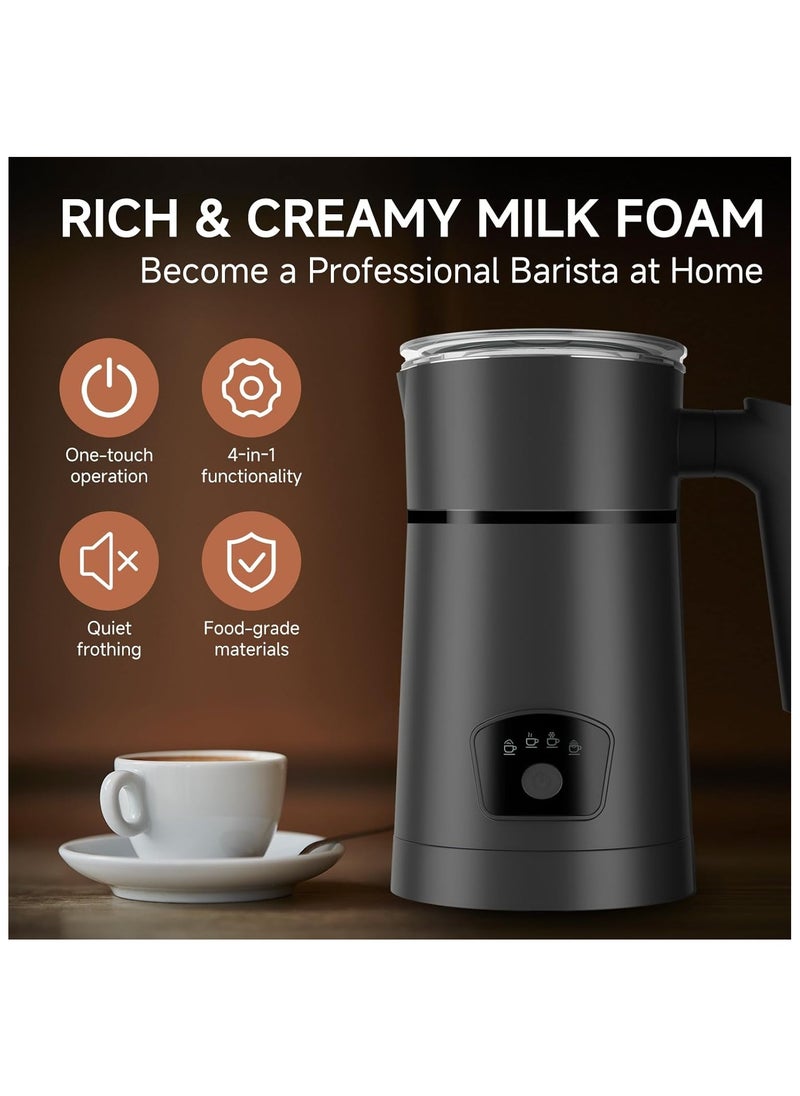 Milk Frother 4-in-1 Electric Automatic Milk Steamer，Hot and Cold Foam Maker and Milk Warmer for Latte, Cappuccinos, Macchiato Coffee Maker