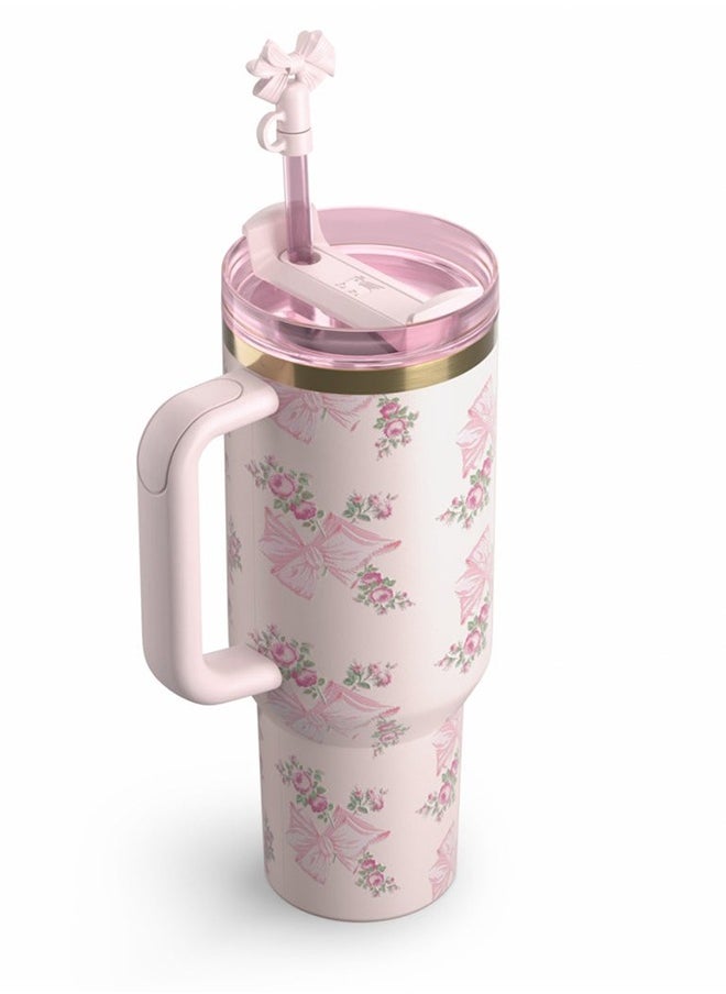 Stainless Steel Vacuum Insulated Tumbler with Lid and Straw for Water, Iced Tea or Coffee, Smoothie and More 40 OZ, Presented in Elegant Gift-Ready Packaging