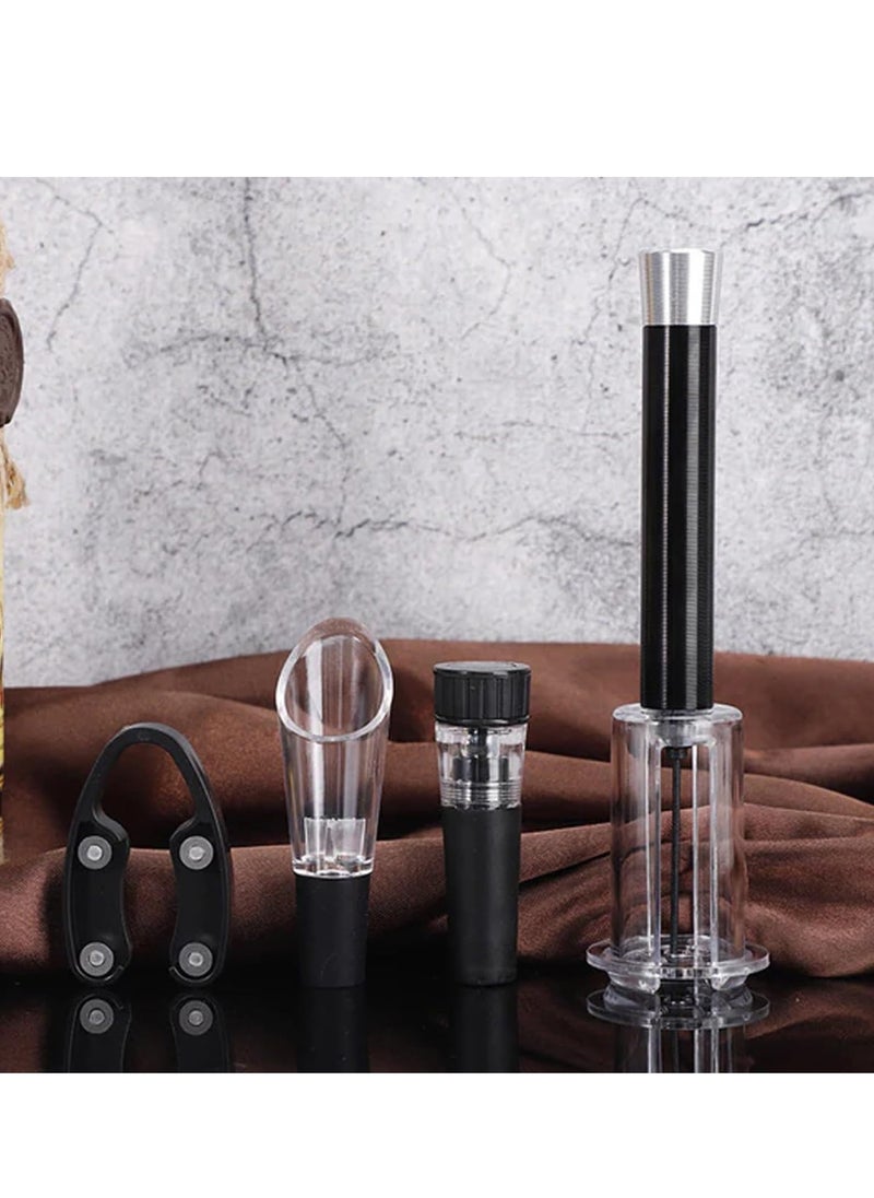 Air Pressure Pump Bottle Opener with Foil Cutter, Aerator Pourer,Vacuum Stopper(4PCS), Simple Cork Remover, Efficient Corkscrew Bottle Opener, Great for Wine Lovers, Perfect Wine Gift
