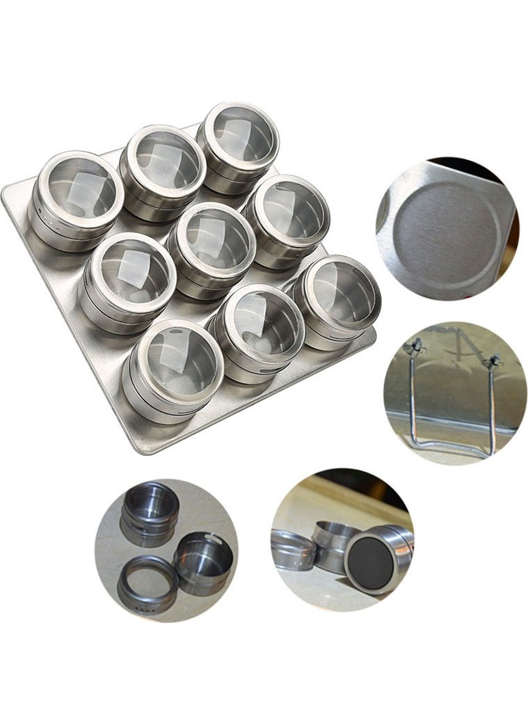 Stainless Steel Table Top 9 Lu Magnet Spice Holder CIN220