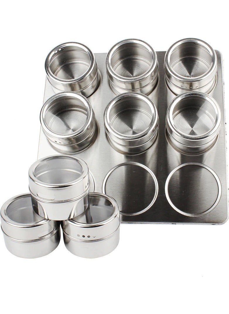 Stainless Steel Table Top 9 Lu Magnet Spice Holder CIN220