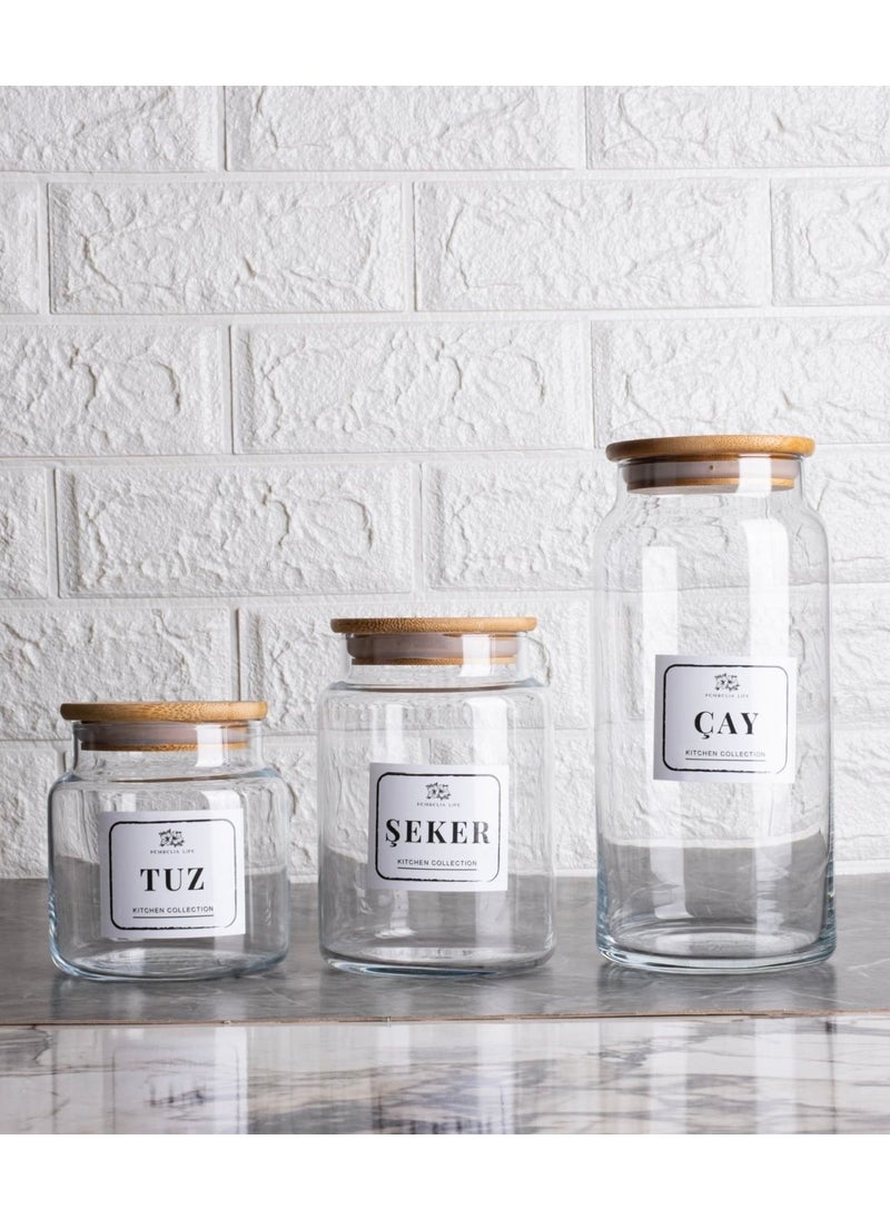 2-Piece Set 5 Piece 2-Piece Glass Oil Bowl and 3-Piece Glass Tea Sugar Salt Jar Set
