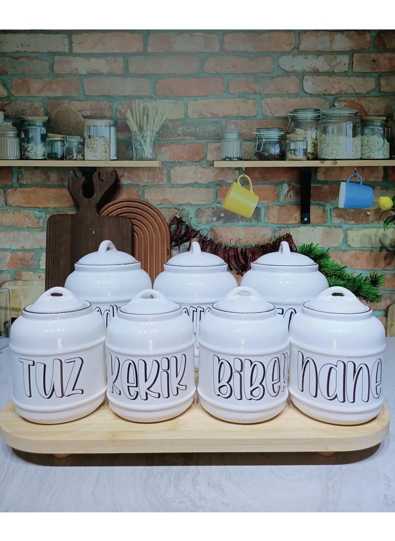 7 Piece Design Spice Set Tea/coffee/sugar Salt/thyme/pepper/mint Pinterest Jar Set