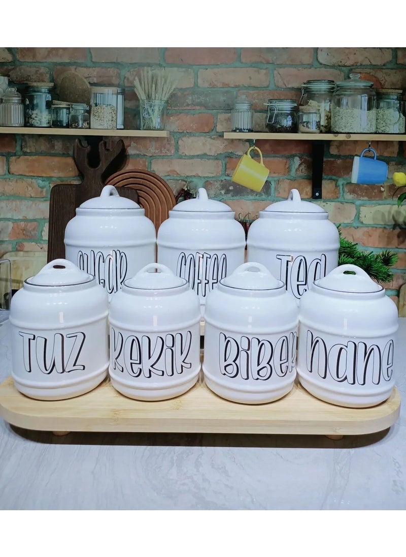 7 Piece Design Spice Set Tea/coffee/sugar Salt/thyme/pepper/mint Pinterest Jar Set