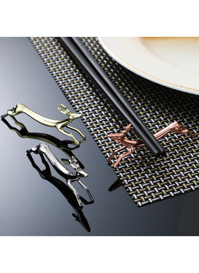 Alloy Sausage Dog Deer Chopsticks Holder Korean Style Plated Plated Chopsticks Rest Spoon Holder-Color:419-3 Rose Gold Wild Deer Chopsticks Rack