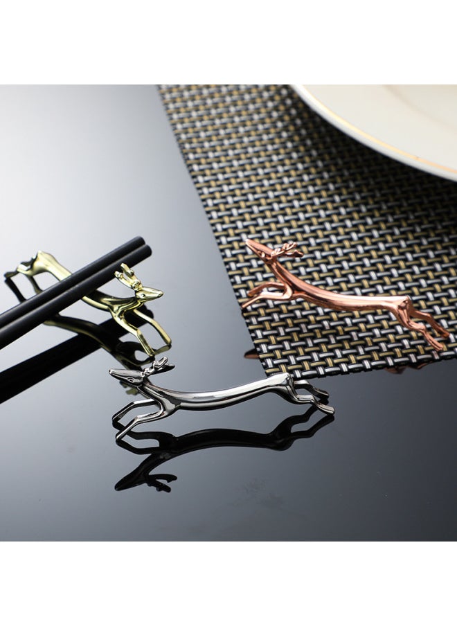 Alloy Sausage Dog Deer Chopsticks Holder Korean Style Plated Plated Chopsticks Rest Spoon Holder-Color:419-3 Rose Gold Wild Deer Chopsticks Rack