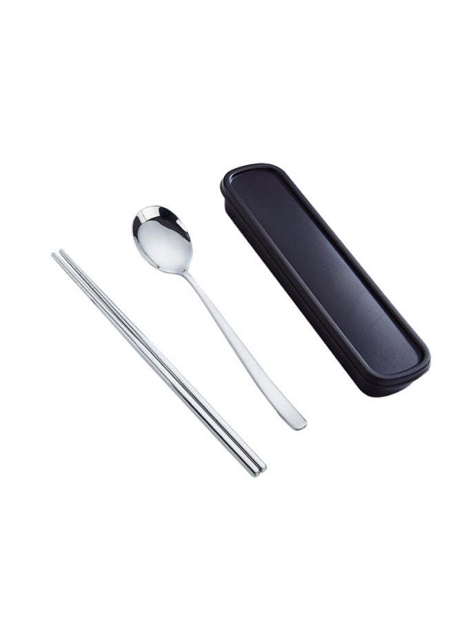 Korean Style Fork Spoon Chopsticks Set Outdoor Stainless Steel Tableware Portable Set Public Chopsticks Spoon Gift Lunch Box-Specifications:Original Color Two-piece Set