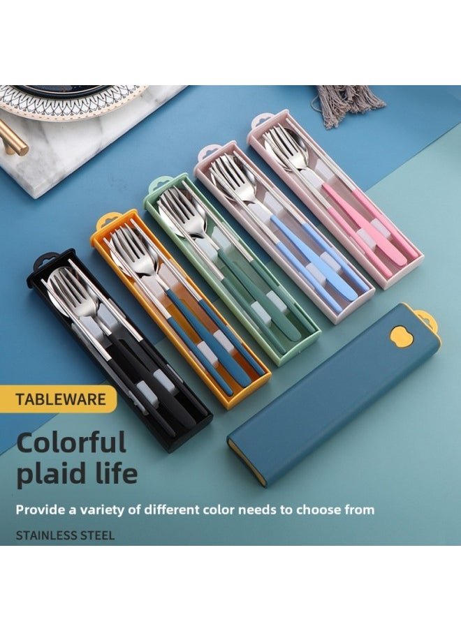 Portable 304 Stainless Steel Tableware Korean-style Spoon Fork Chopsticks Three-piece Set Student Outdoor Travel Gift Suit-Specifications: Natural Color Two-piece Set