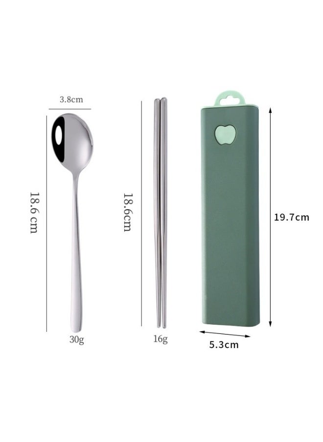 Portable 304 Stainless Steel Tableware Korean-style Spoon Fork Chopsticks Three-piece Set Student Outdoor Travel Gift Suit-Specifications: Natural Color Two-piece Set