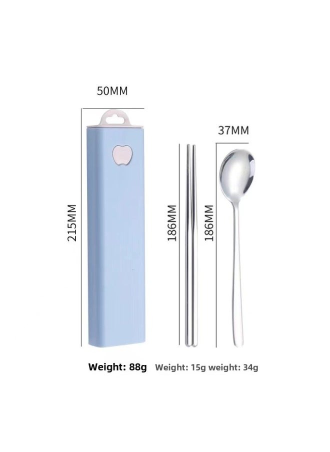 304 Stainless Steel Tableware Creative Korean Spoon Fork Chopsticks Three-piece Set Student Portable Gift Set Logo-Specifications: Natural Color 2 Piece Set