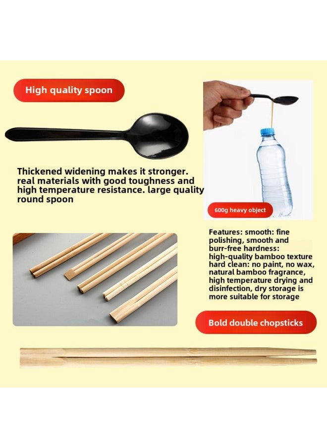 Disposable Chopsticks Four-piece Set Fast Food Tableware Suit Packing Takeaway Chopsticks Meal Bag-Color:500 Sets Of Delicious Food (random Patterns)