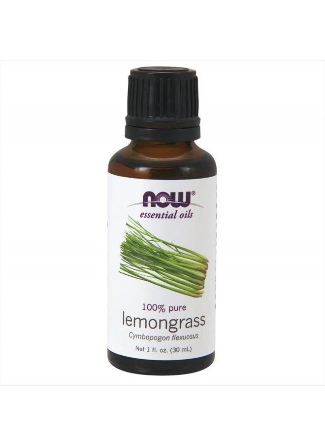 NOW Essential Oils, Lemongrass Oil, Uplifting Aromatherapy Scent, Steam Distilled, 100% Pure, Vegan, Child Resistant Cap, 1-Ounce