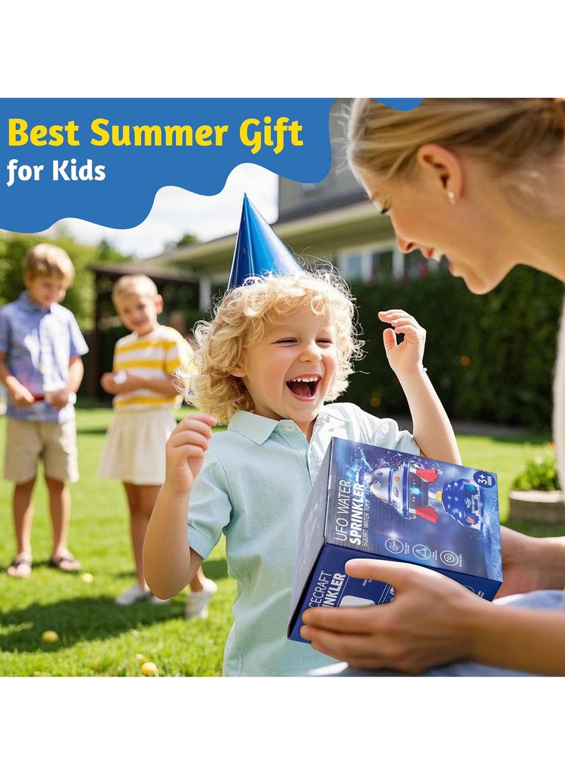 Water Sprinkler for Kids, UFO Water Rocket with Light for Kid, Outdoor Summer Kids Sprinkler Water Toy Play for Yard Backyard Pool Lawn Garden Birthday Gift for Boys Girls Ages 3-12 Year Old